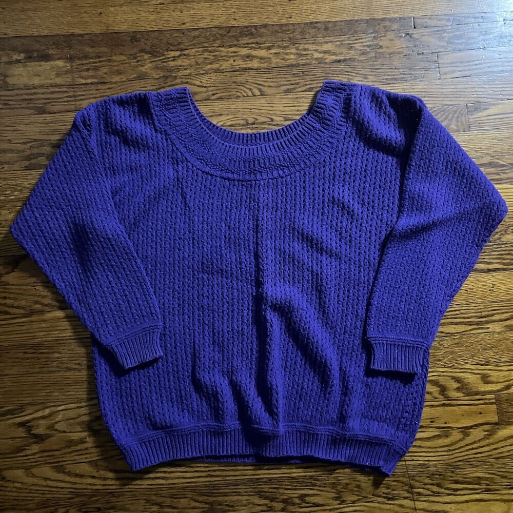Oversized Grandma Cottagecore Sweater Womens Purple Long Sleeve Vintage Knit